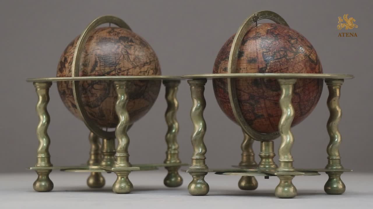 PAIR OF CELESTIAL AND TERRESTRIAL TABLE GLOBES, BY VINCENZO CORONELLI, 1697