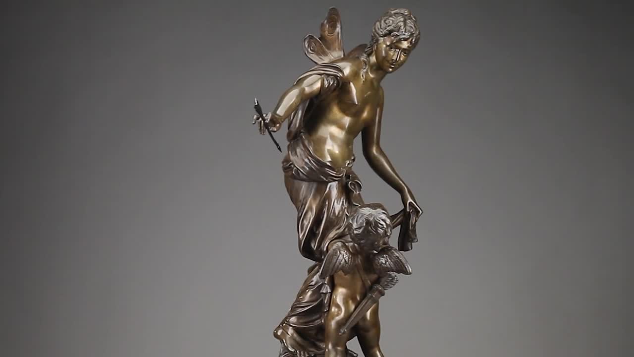 Sculpture " Psyche And Love " Signed Jean Bulio