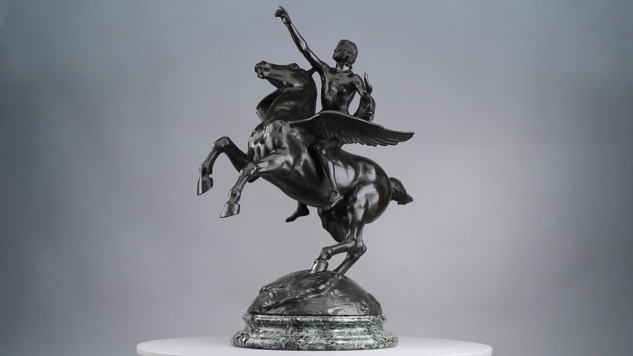 Bronze "Pégase emportant le poète vers les régions du rêve" à patine brune
